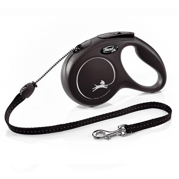 LAISSE FLEXI NEW CLASSIC CORD M 20KG 5mètres NOIR