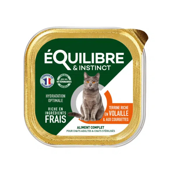 EQUILIBRE BARQUETTE VOLAILLE-COURGETTES CHAT STERIL BQ 85gr