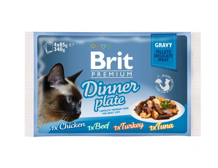 Brit Premium Chat Filets Délicats en Sauce Dinner Plate (4x85GR)