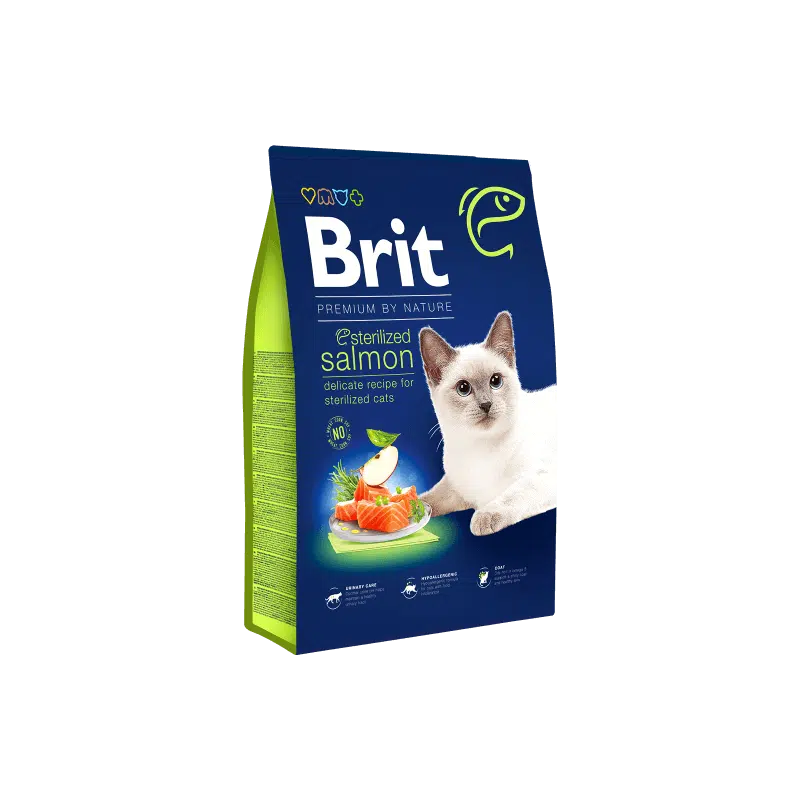 Brit Premium by Nature chat stérilisé saumon 300gr/1.5kg/8kg