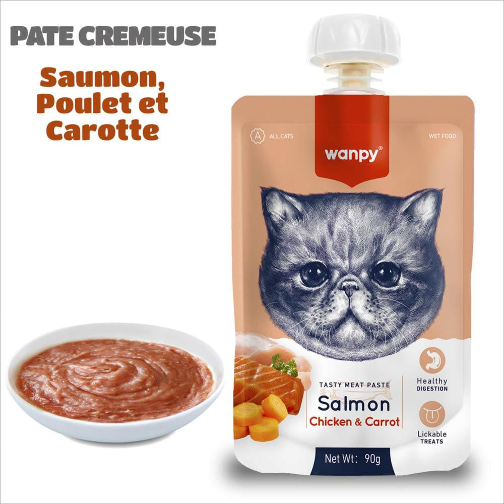 WANPY PATEE CREMEUSE CHAT 90g - saumon, poulet & carotte