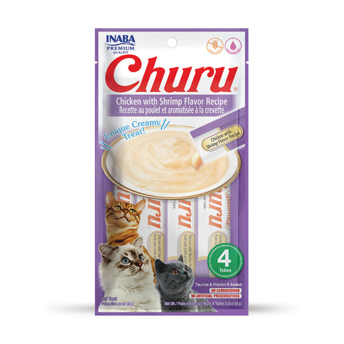 INABA CHURU CREAMY SNACK CHICKEN WITH SHRIMP RECIPE 4*14gr