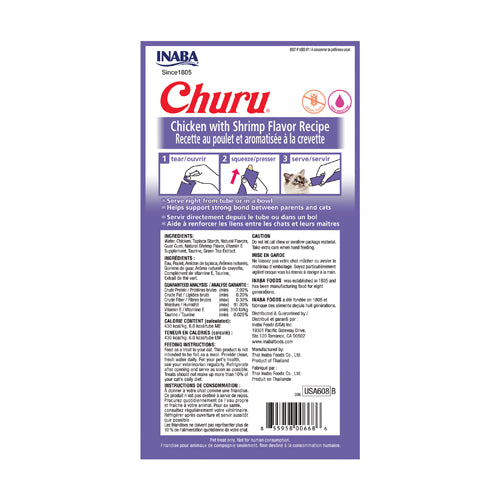 INABA CHURU CREAMY SNACK CHICKEN WITH SHRIMP RECIPE 4*14gr