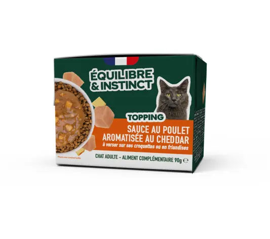 Équilibre & Instinct – Topping Crémeux Poulet & Cheddar pour Chat – 90GR