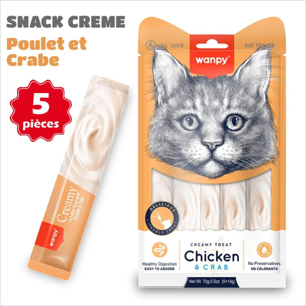 WANPY FRIANDISE LIQUIDE CHAT (5x14g) - poulet & crabe