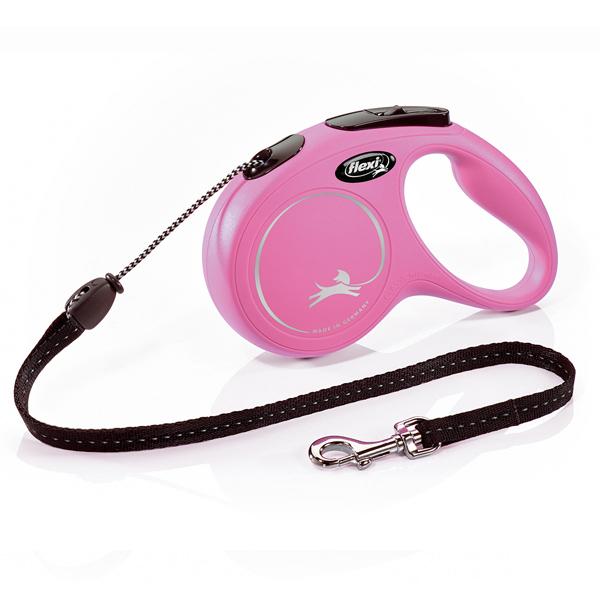 LAISSE FLEXI NEW CLASSIC CORD XS 8KG 3mètres ROSE