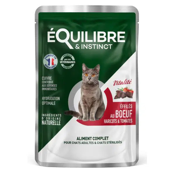 EQUILIBRE POCHON EFFILÉS VITALITÉ BOEUF HARICOTS TOMATES 85gr