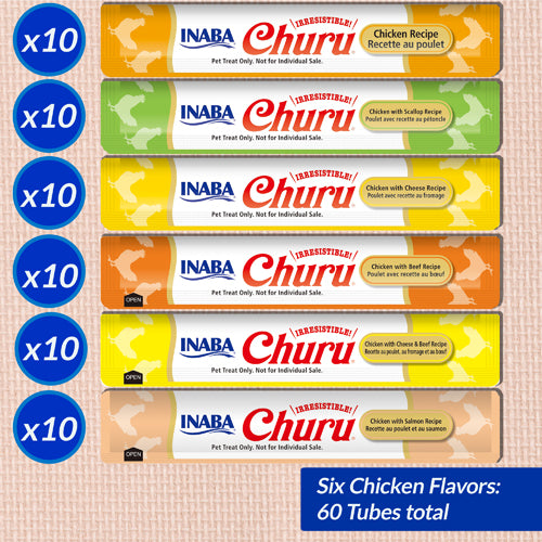 INABA CHURU CRAMY SNACK CHICKEN VARIETY BOX 60*14gr