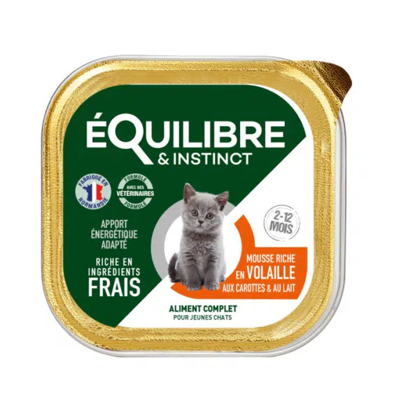EQUILIBRE BARQUETTE MOUSSE CHATON VOLAILLE-CAROTTES-LAIT 85gr