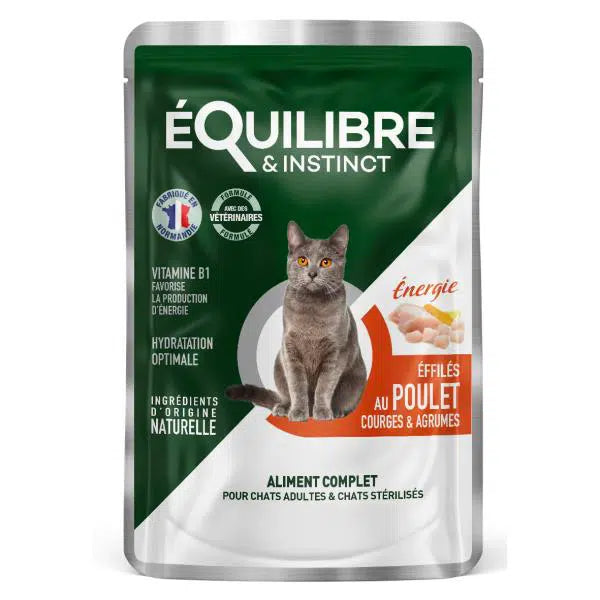 EQUILIBRE POCHON EFFILÉS ÉNERGIE POULET COURGES AGRUMES 85gr