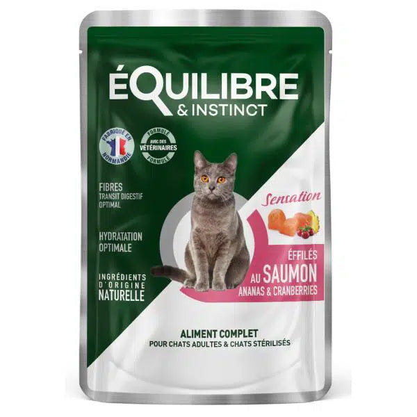 EQUILIBRE POCHON EFFILÉS SENSATION SAUMON ANANAS CRANBERRIES 85gr
