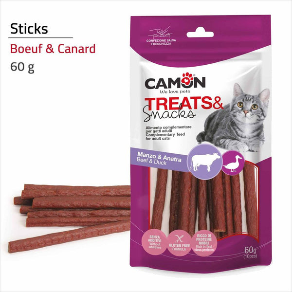 CAMON FRIANDISE CHAT STICKS 10cm / 60g - bœuf canard