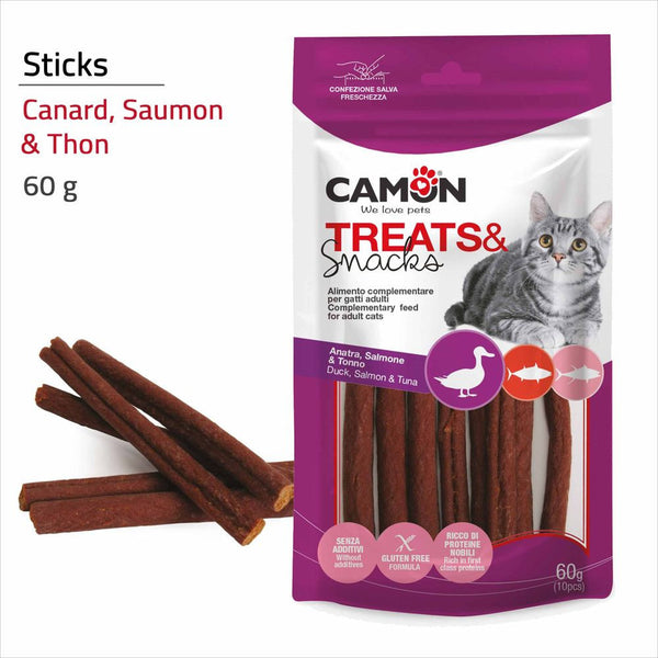 CAMON FRIANDISE CHAT STICKS 10cm / 60g - canard saumon thon