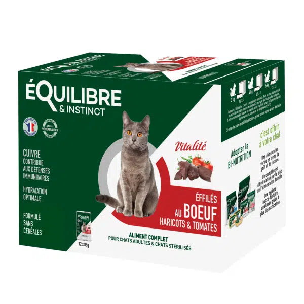 PACK EQUILIBRE POCHON  EFFILÉS VITALITÉ BOEUF HARICOTS TOMATES 12X85gr