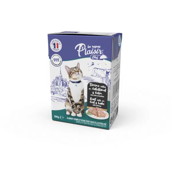 PLAISIR CHEF CHAT 190G TERRINE CABILLAUD & CREVETTES