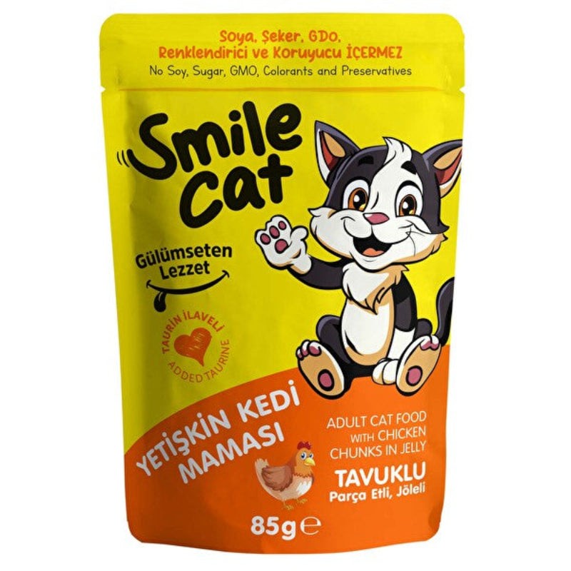 Smile – Pochon pour Chat Adulte – Morceaux de Poulet en Gelée – 85 g