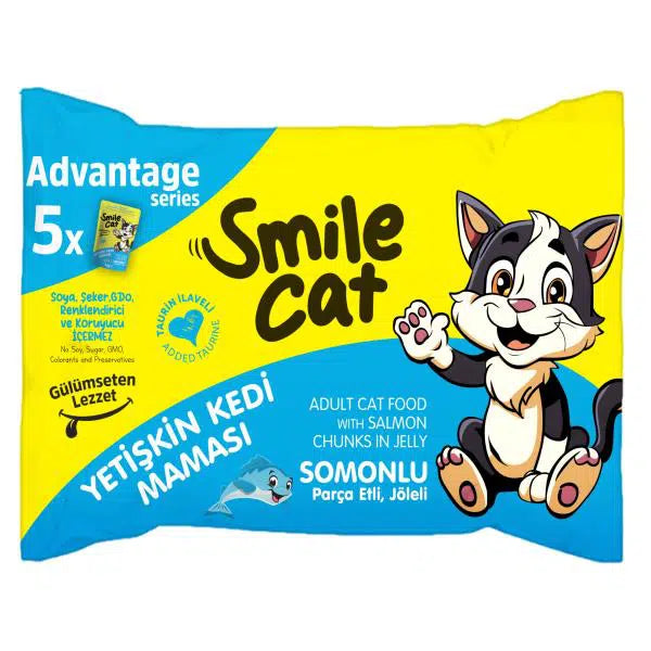 SMILE ADULT CAT FLOWPACK WITH SALMON IN JELLY 85G*5