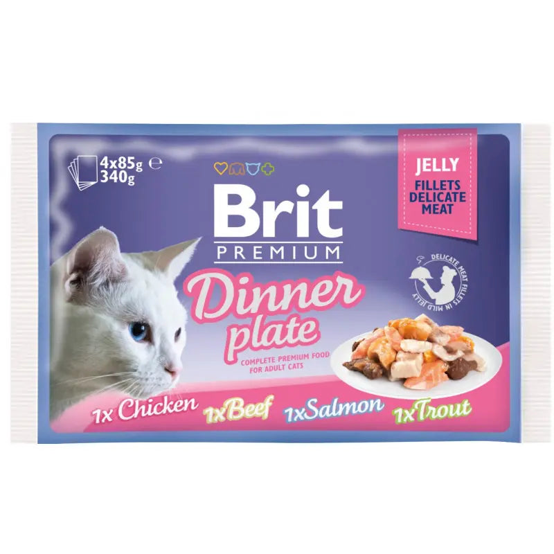 Brit Premium Chat Filets Délicats en Gelée Dinner Plate (4x85GR)