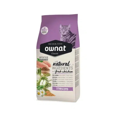 Ownat chat stérilisé poulet 400gr/1.5kg/4kg/15kg