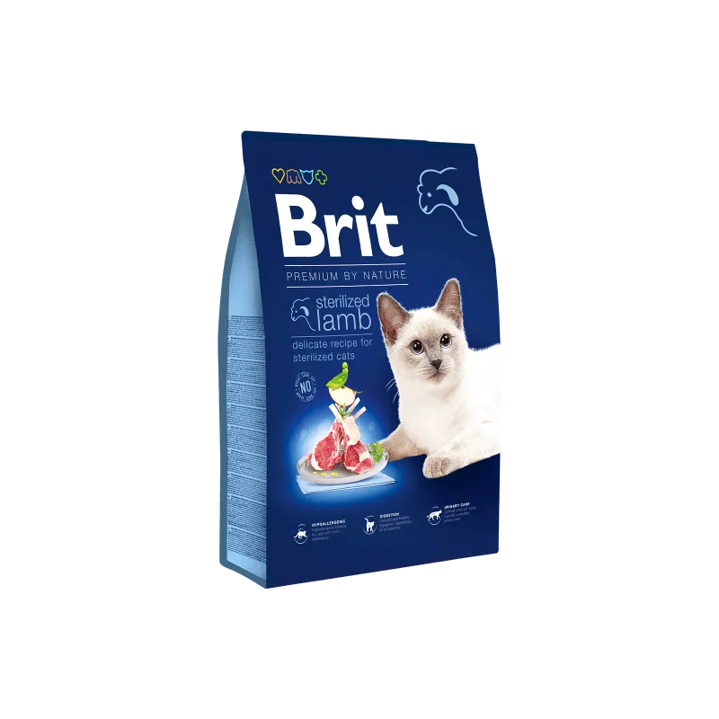 Brit Premium by Nature chat stérilisé agneau 300gr/1.5kg/8kg