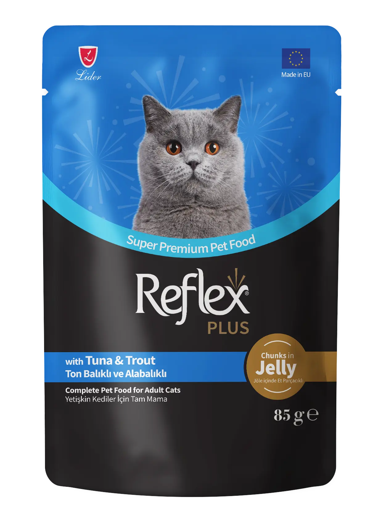 Reflex Plus Pochon Jelly Adult Cat With Trout And Tuna - 85gr